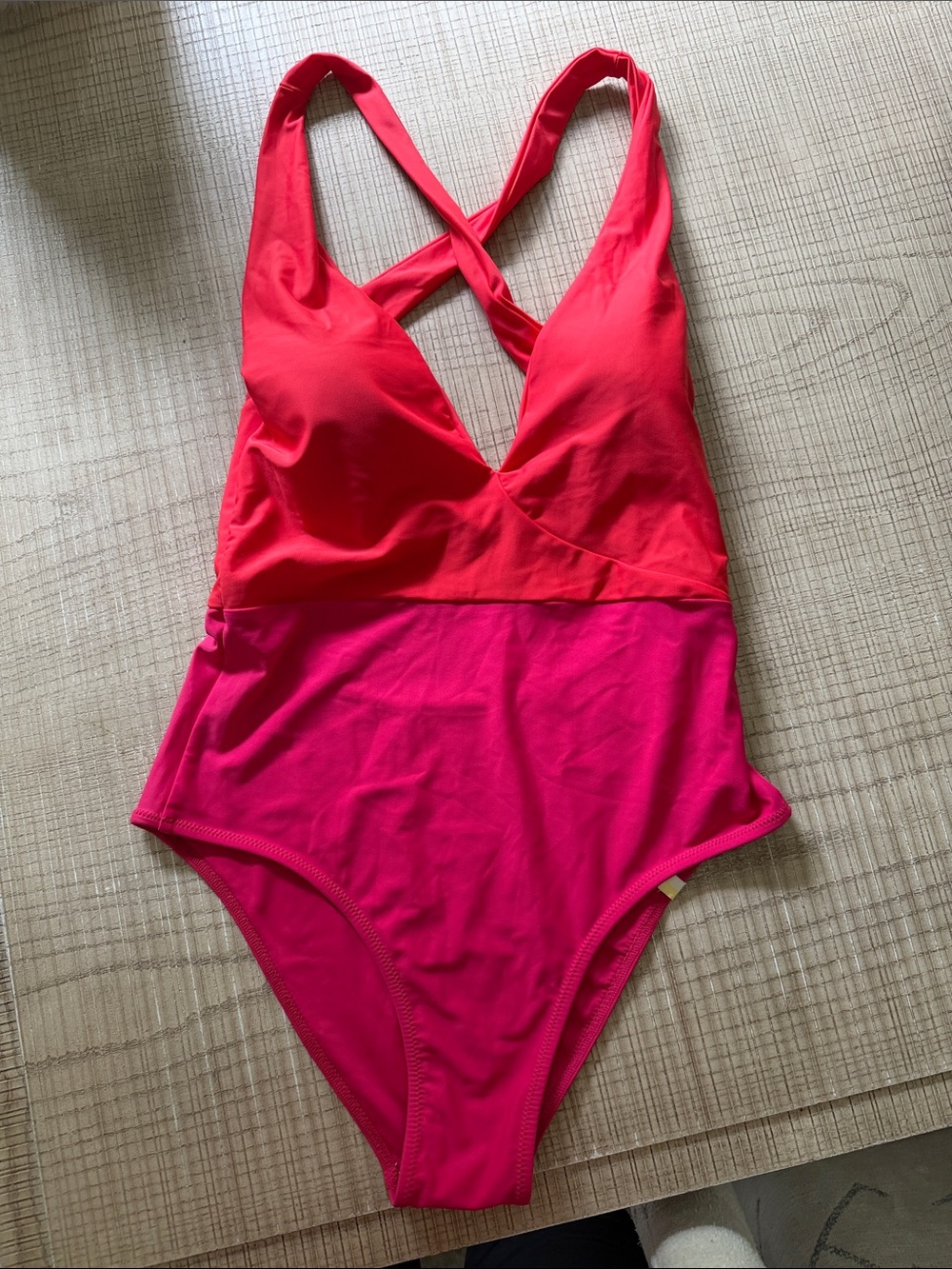 summersalt Two-Tone Red and Pink One-Piece Swimsuit - Crossback